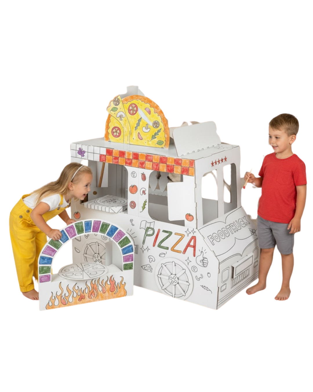 Kartonowy Foodtruck - kreatywna zabawka kolorowanka - Kartonkowo